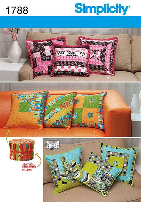 Simplicity 1788 Pillows Patchwork Throw Pillows In Three Sizes 18x18