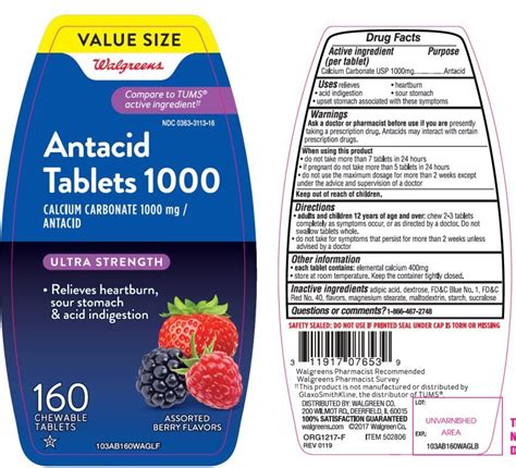 Antacid Ultra Strength Tablet Chewable Walgreen Co