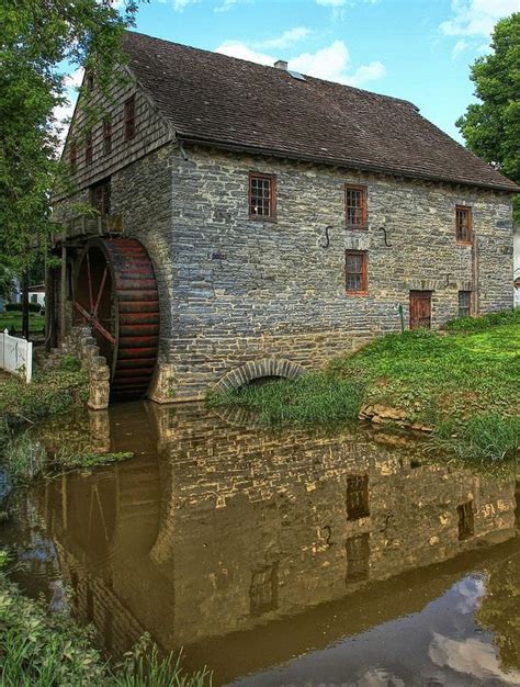 Herrs Grist Mill With Water Wheel Water Pennsylvania