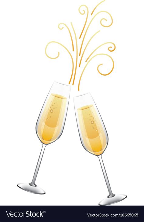 Pair Champagne Glass Cheers Drink Celebration Vector Image