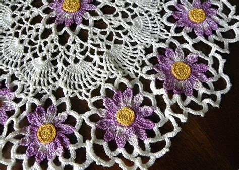 Vintage Hand Crocheted Purple Daisy Doily The Pink Rose Cottage