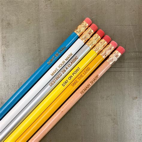 Pencil Pun Pencil Set 6 Pencils Multicolor Multi Quote 2 Etsy Uk