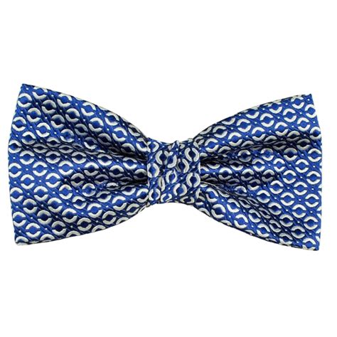 Royal Blue And Silver Patterned Silk Bow Tie From Ties Planet Uk