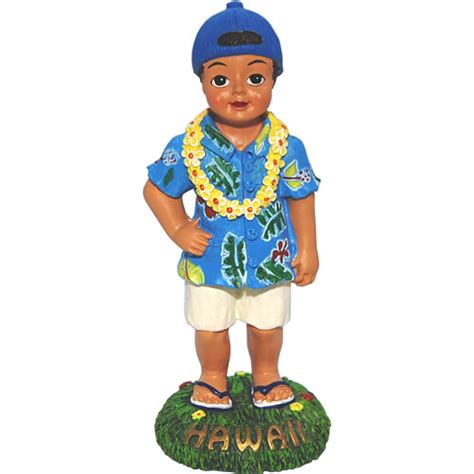Hawaiian Boy In Aloha Shirt Figurine Doll 425h