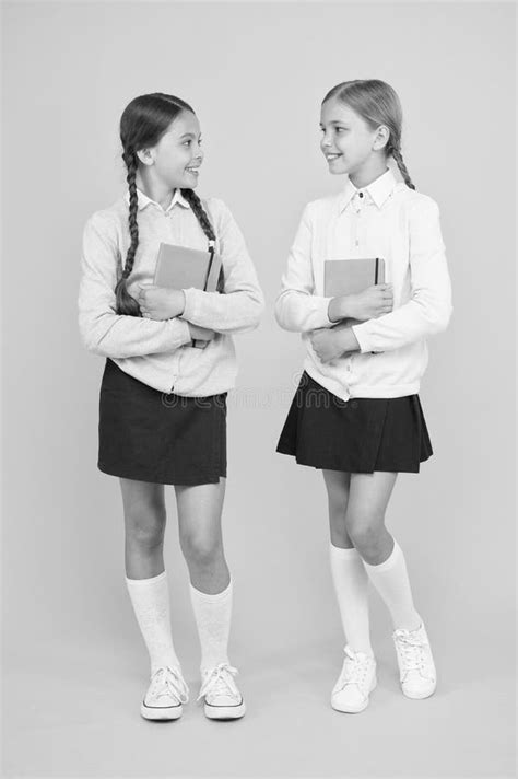 Knowledge Day Schoolgirls Best Friends Excellent Pupils Secondary
