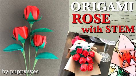 【origami Rose With Stem】how To Make An Origami Rose For A Bouquet