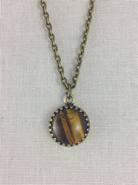 Tiger S Eye Necklace Brown Gemstone Small Pendant By Gemsbykelley