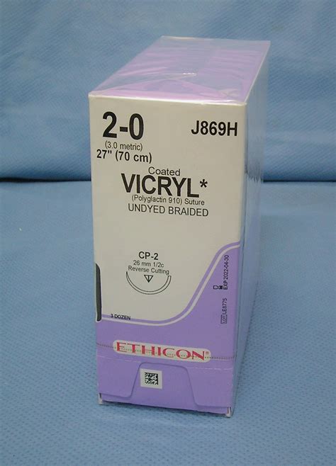 Ethicon J869h Vicryl Suture 2 0 27 Cp 2 Reverse Cutting Needle Da