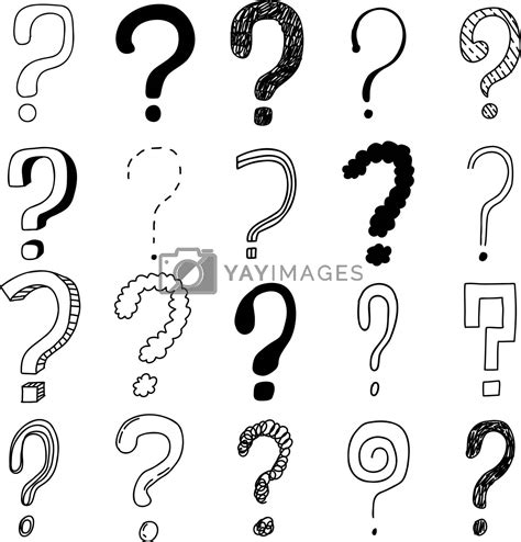 Questions Marks Hand Drawn Doodle Ask Sign Set Vector Who Why FAQ