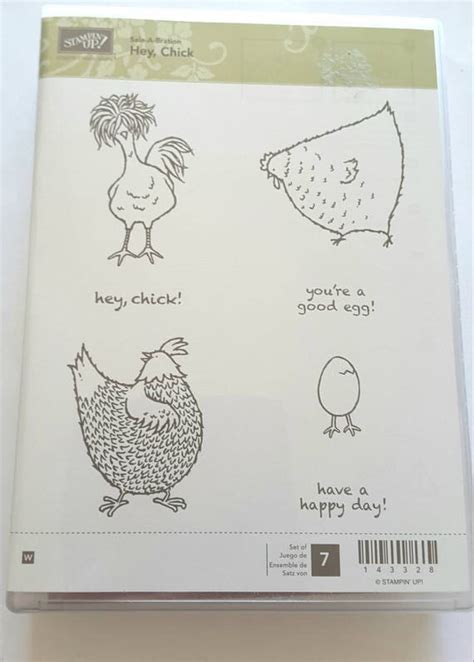 Stampin Up Hey Chick 7 Rubber Mounted Wood Stamps