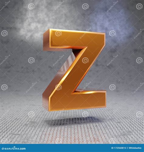 Golden Letter Z Uppercase On Metal Textured Background Stock