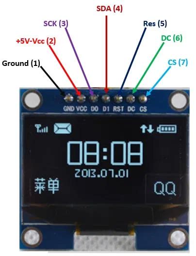 Oled Display Ssd1306 Pinout Interfacing With Arduino Applications