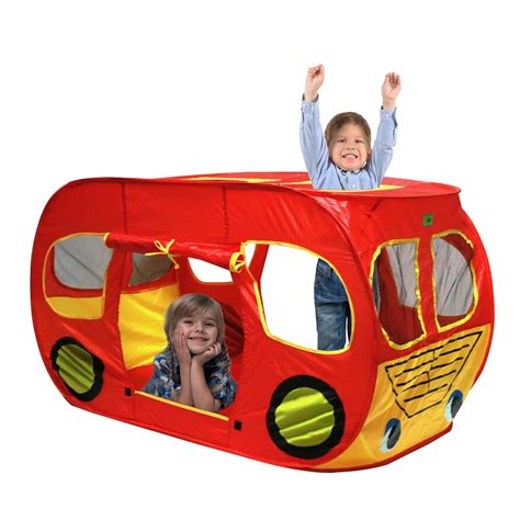 Kids Pop Up Play Tent Foldable Indoor Outdoor School Bus Playhouse Toy