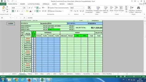 Planilha Cartão De Ponto E Controle De Horas Extras Editável R 899