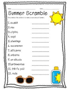 Generate word jumble, word scramble and anagram vocabulary worksheets at quickworksheets.net. Summer Word Scramble by Mrs Elementary - Emily Cecil | TpT