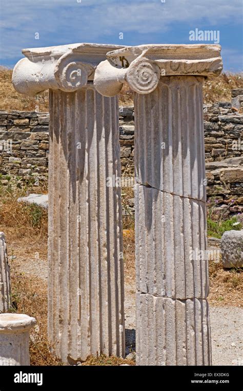 Delphic Capital Of A Pillar Ruins Of The Ancient City Of Delos Delos