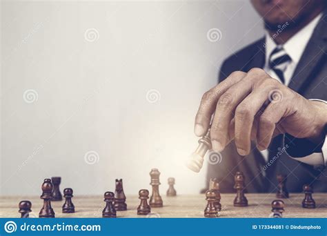 Businessman Playing Chess Board Stock Image Image Of Growth Business