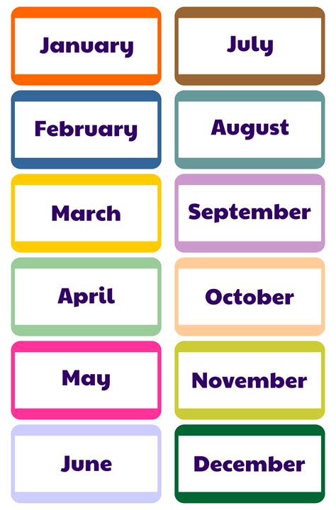 Month Of The Year Printables