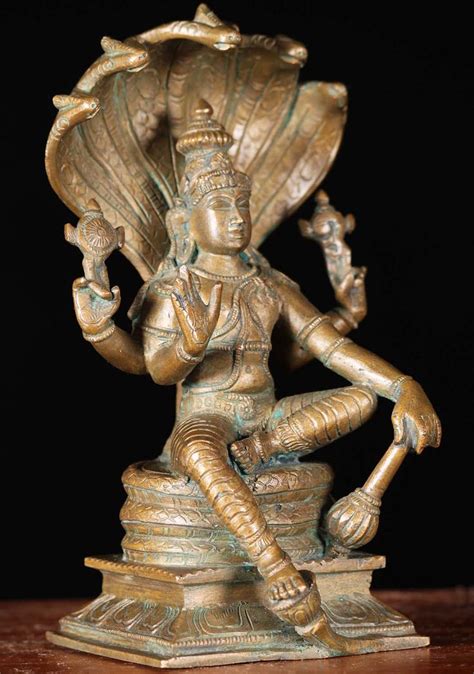 Sold Bronze Vishnu Seated On Ananta Sesha 7 Vishnu Lord Vishnu Indian Sculpture