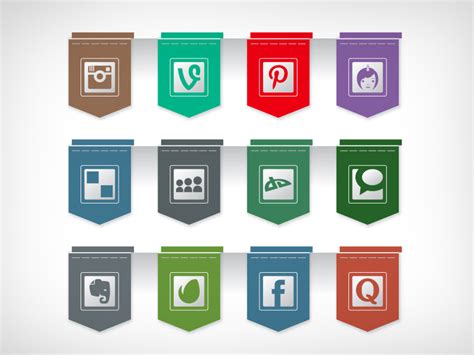 Ribbon Social Media Icons By Zee Que Designbolts On Dribbble