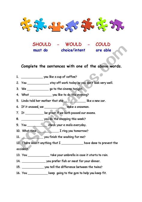 ️could Would Should Worksheet Free Download