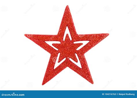 Christmas Hanging Decoration Red Star On White Background With C Stock