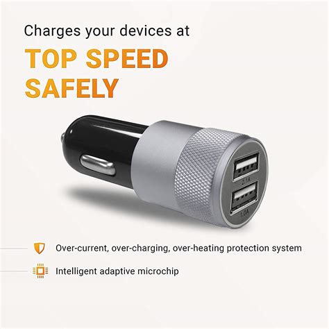 Car Charger Aonear 31a Rapid Dual Port Usb Car Charger With 6 Feet