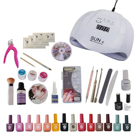 Professional Nail Kit With Uv Lamp And 14 Colors Gel And Nail Accessories