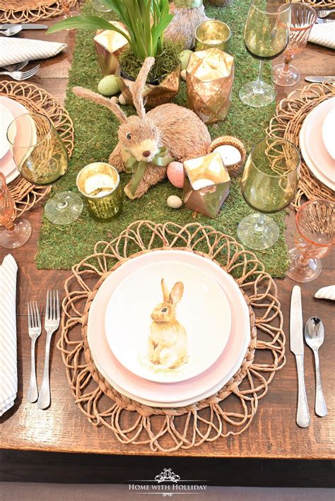 Green And Blush Pink Easter Table Setting Easter Table Settings