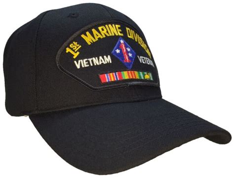 1st Marine Division Vietnam Veteran Hat Black Ball Cap 100 Cotton