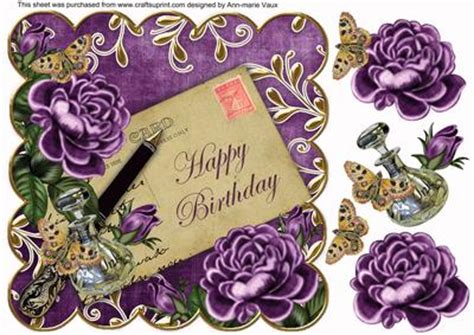 Check spelling or type a new query. Purple Roses Happy Birthday 8in Decoupage Topper ...