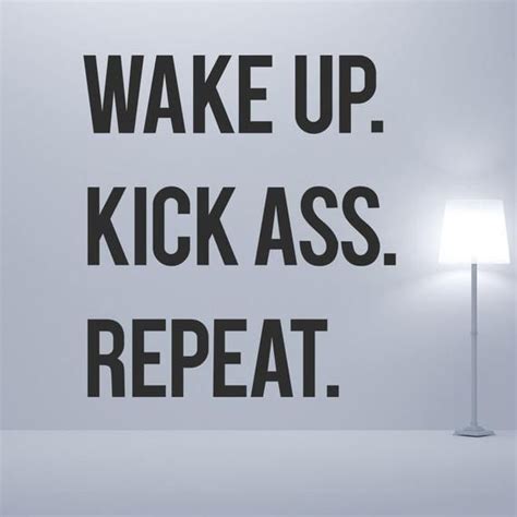 Wake Up Kick Ass Repeat Wall Sticker Office Wall Decal Decor For Office Motivation