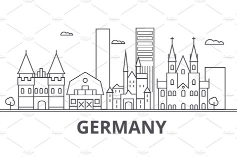 Germany Architecture Line Skyline Illustration Linear Vector Cityscape