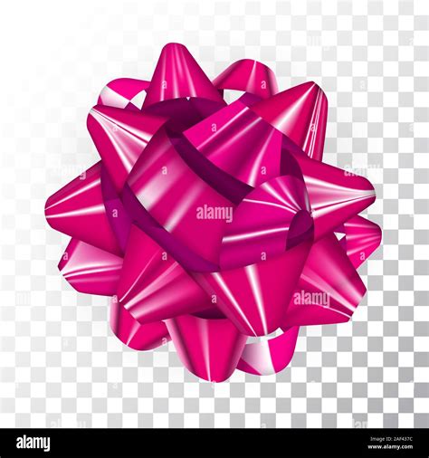 Pink Realistic Glossy Ribbon Bow On Transparent Background Vector