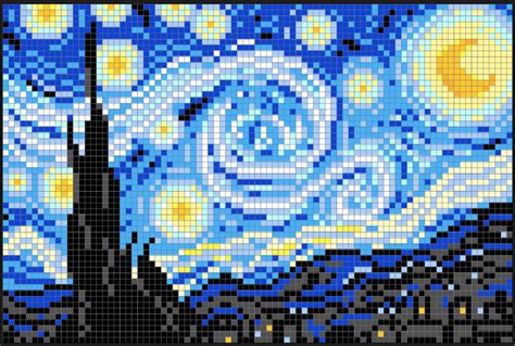 The Starry Night Perler Bead Pixel Pop Art Pattern Pixel Art Shop
