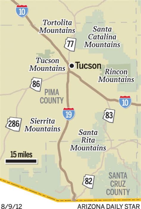 Map Mountain Ranges Near Tucson