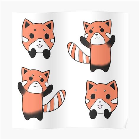 Red Pandas Poster By Modekoarts Redbubble