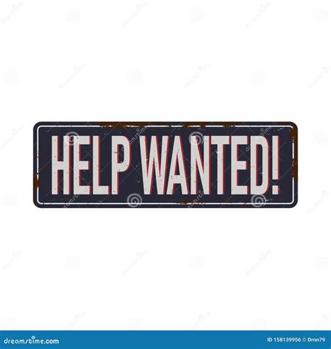 help wanted vintage rusty metal sign vector illustration on white background stock vector