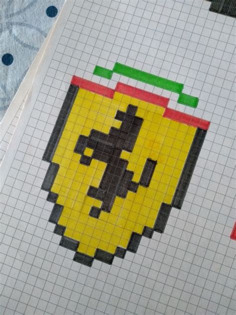 Ferrari Car Logo In Pixel Art Form Easy Pixel Art Pixel Art Design