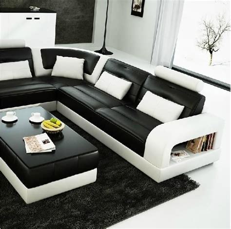 Divani Casa 6145 Modern Black And White Bonded Leather Sectional Sofa