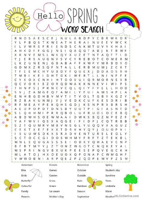 Spring Word Search English Esl Worksheets Pdf And Doc