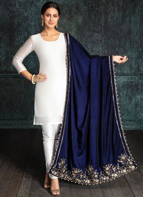 Navy Blue Embroidered Velvet Shawl Velvet Dress Designs Dress Indian