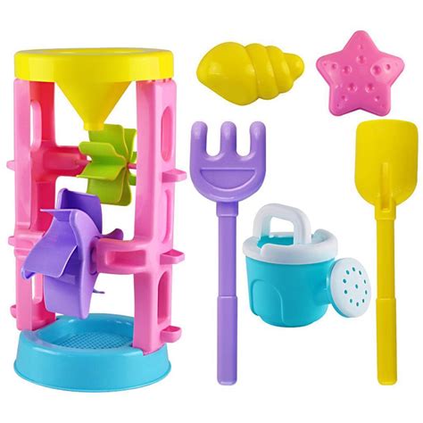 Sand Toys For Kids 6pcs Candy Color Play Sand Kit With Shovel Rake