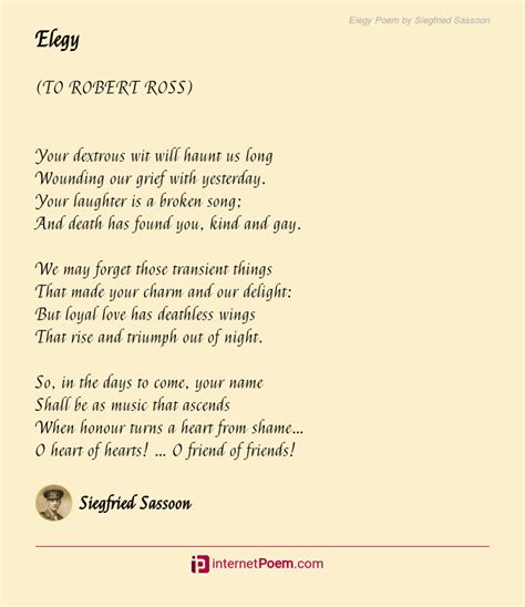 Elegy Poem By Siegfried Sassoon