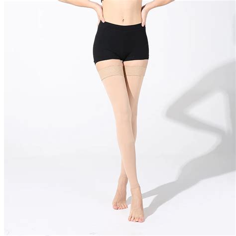 high elastic anti thrombus compression pantyhose waist high sheer support stocking without feet