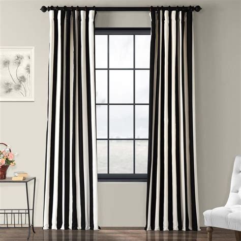 Exclusive Fabrics And Furnishings Cabana Black Striped Rod Pocket Room