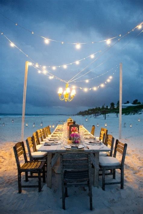 Just because you are having a ceremony next to the sea does not mean you have to have a blue color and sand colored scheme for all your decorations. Simple wedding reception table setting on the beach ideas ...