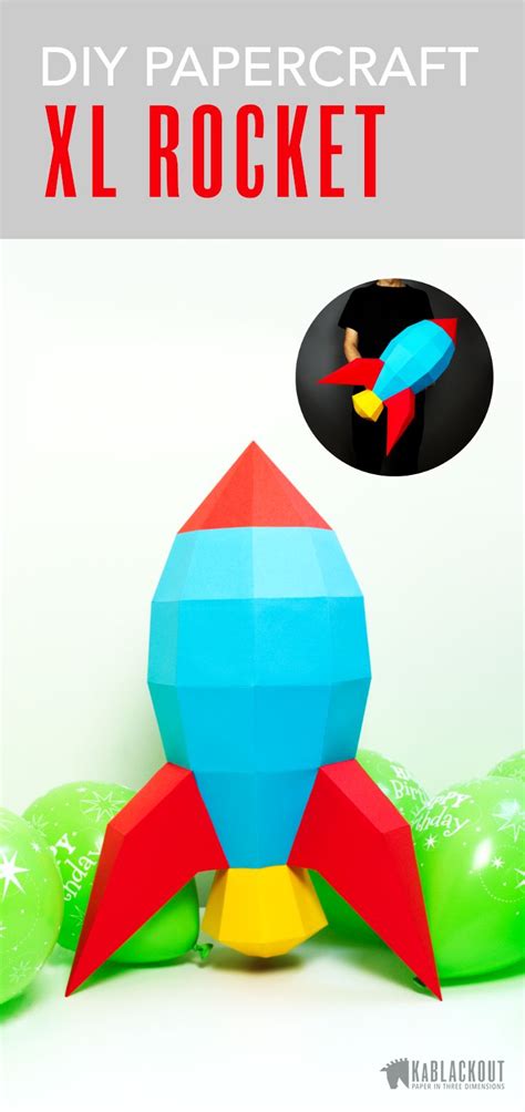 Xl Rocket Template 3d Papercraft Rocket Low Poly Rocket Diy Etsy