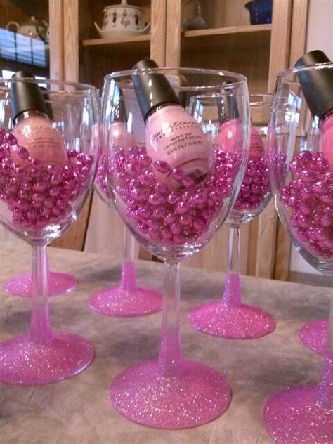 Bachelorette Party Favors Nail Polish Glitter Wine Glass