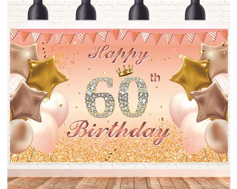 Buy Rose Gold Happy 60th Birthday Banner For Men Womenoutdoor Birthday